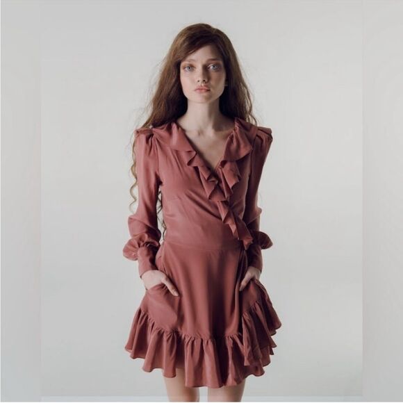 Selkie Brown Wrap Dress size S - Picture 2 of 13